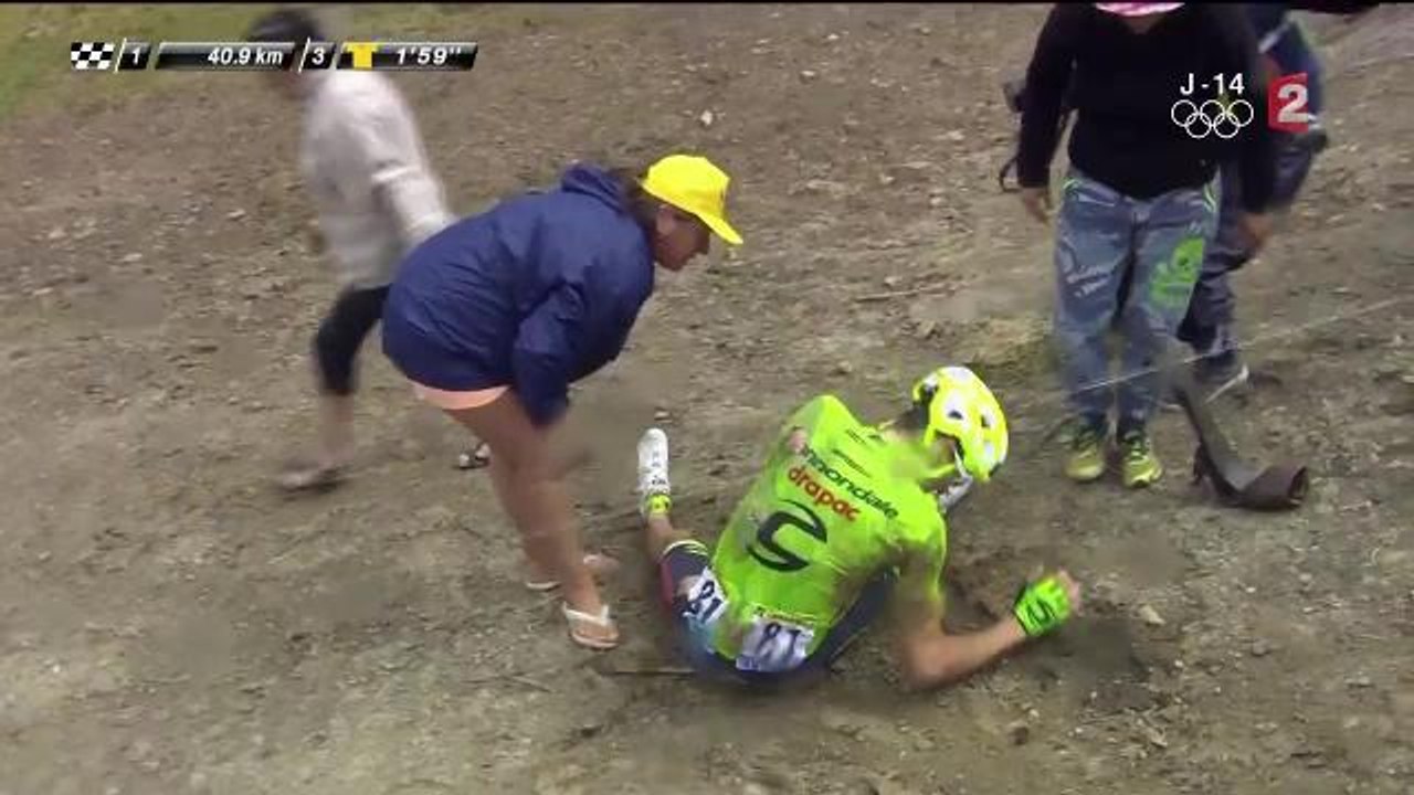 Tour de France : chute impressionnante du Français Pierre Rolland
