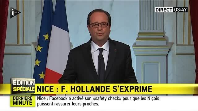 Attentat de Nice - François Hollande s'exprime en pleine nuit
