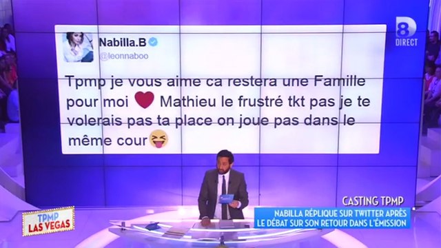 Touche pas à mon poste : Matthieu Delormeau réagit au tweet incisif de Nabilla (VIDEO)