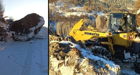 Kayalar köy yolunu kapattı, ekipler seferber oldu