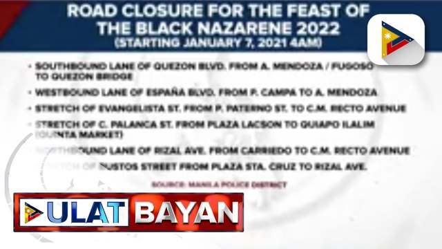 Ilang kalsada sa Maynila, isasara bilang paghahanda sa Pista ng Itim na Nazareno