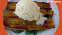 Banana da terra frita com açúcar, canela e sorvete de creme (Hotel Vila Naiá)