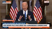 Biden critica Trump no dia que marca um ano da invasão ao Capitólio e diz que este tipo de ataque nunca mais acontecerá nos Estados Unidos.