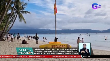 Negative COVID test result, kailangan na muli ng mga turistang pupunta sa Boracay... | SONA