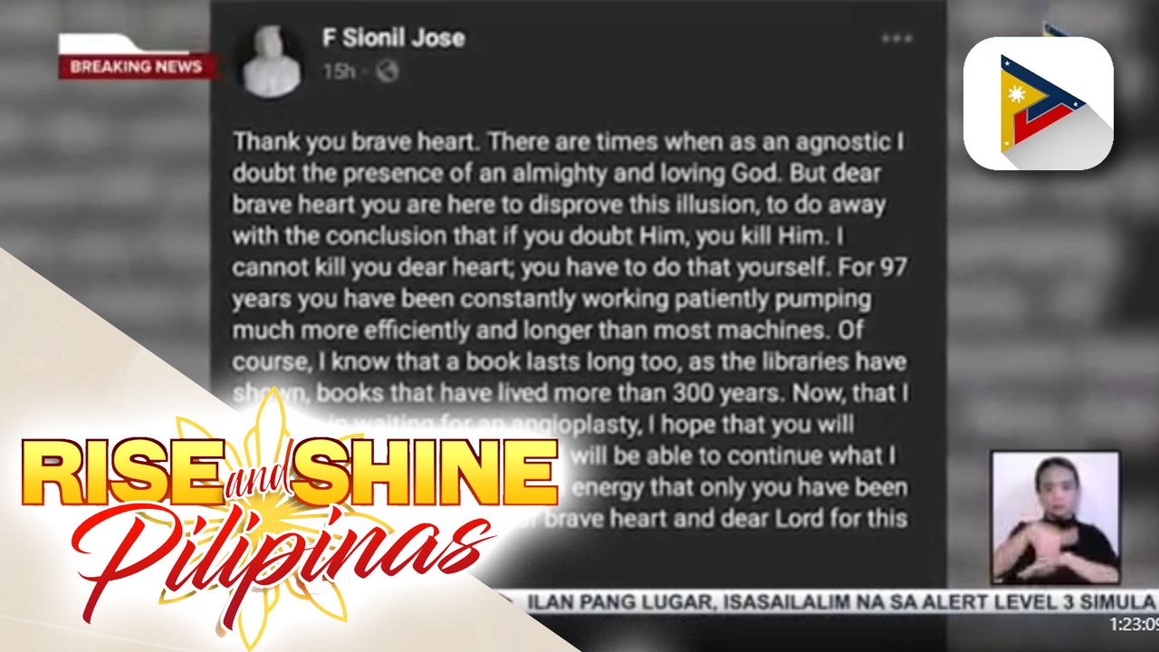 National Artist for literature F. Sionil Jose, pumanaw na sa edad na 97