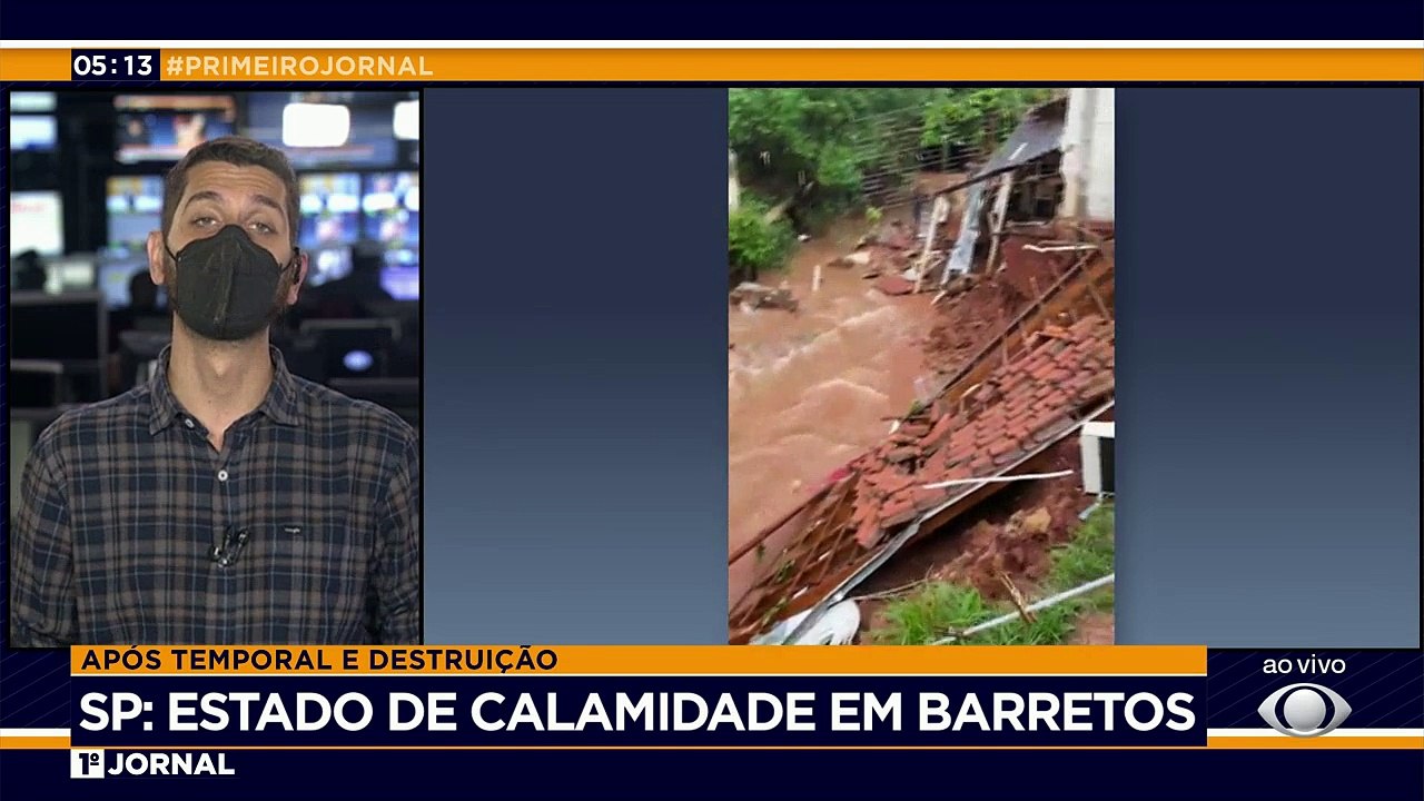 A prefeitura de Barretos, no interior de São Paulo, decretou estado de calamidade pública após um temporal causar alagamentos e destruição na cidade. Uma idosa foi arrastada pela correnteza e continua desaparecida.