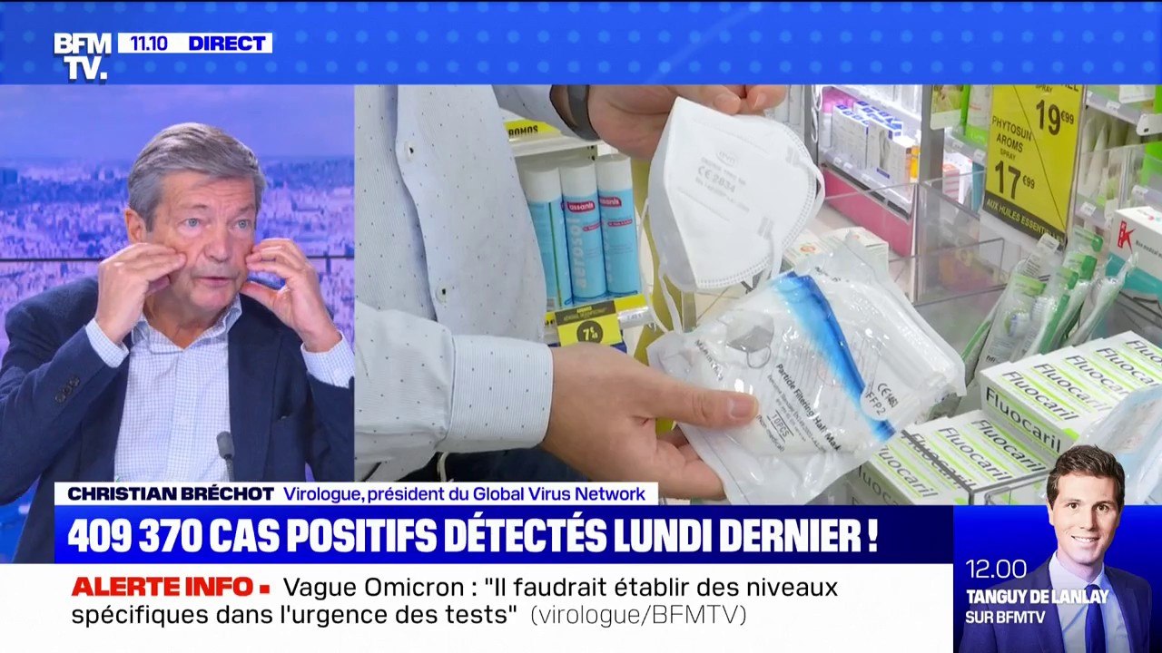 Selon le virologue Christian Bréchot, le risque de transmission avec le masque FFP2 est de "0,4%"