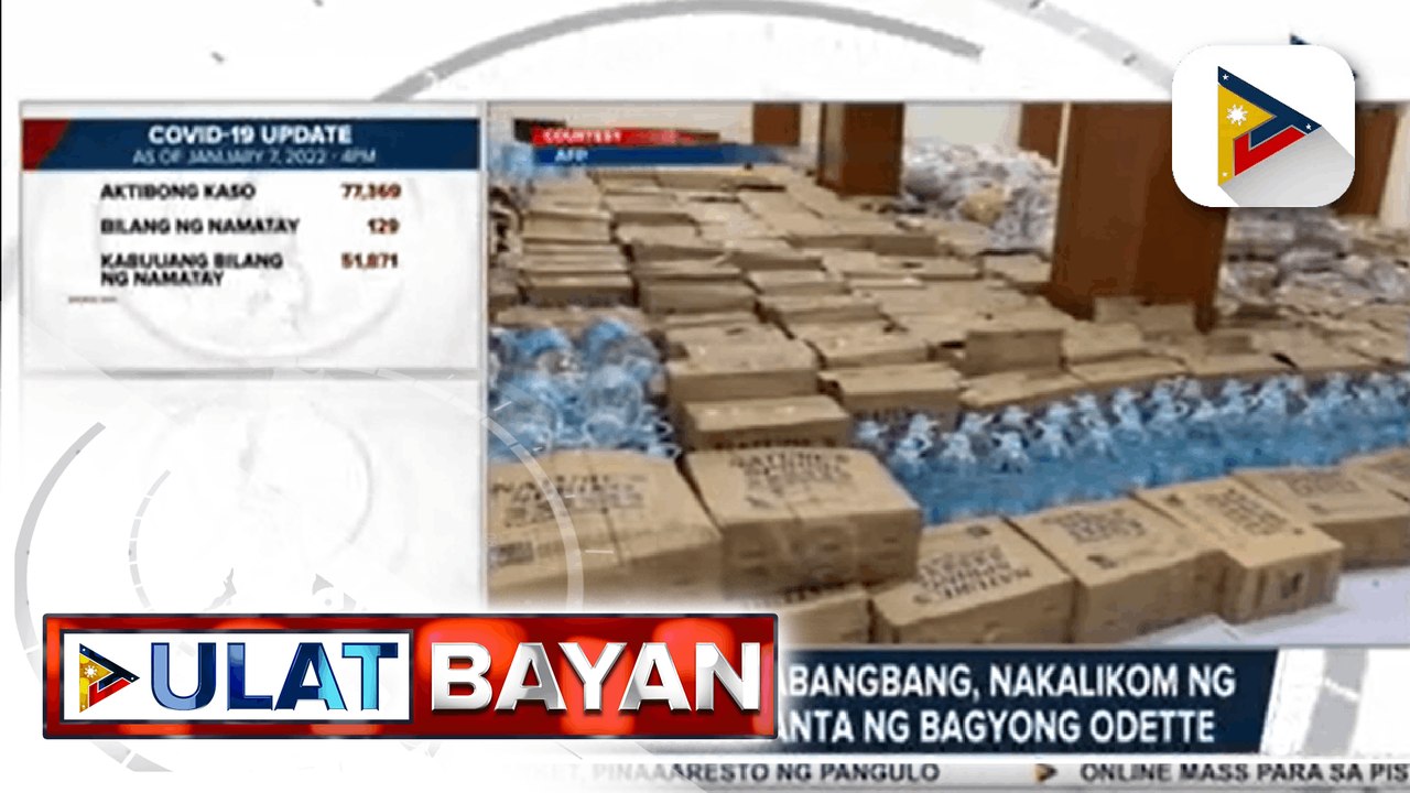 Anak ng PSG commander Cabangbang, nakalikom ng P100K para sa mga nasalanta ng bagyong Odette   Presidential yacht na 'BRP Ang Pangulo', patuloy ang serbisyo sa mga biktima ng bagyong Odette  DSWD-9, nagpadala ng food packs sa Caraga region