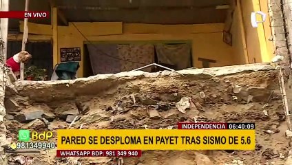 Independencia: pared de vivienda se desploma en sector de Payet tras sismo de magnitud 5.6