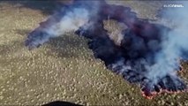 El volcán Wolf de las Galápagos entra en erupción, pero la lava no amenaza a la iguana rosada