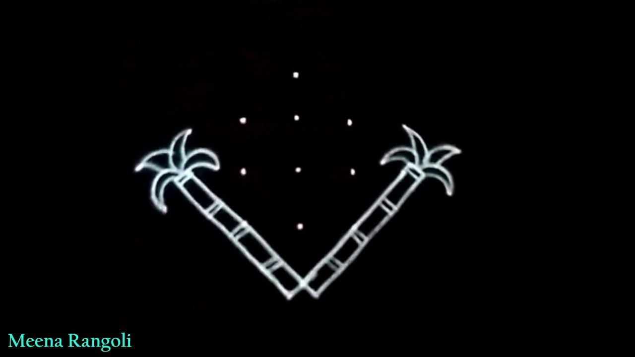 sankranti rangoli design with lotus, diya - pongal kolam - sankranthi muggulu - diya rangoli