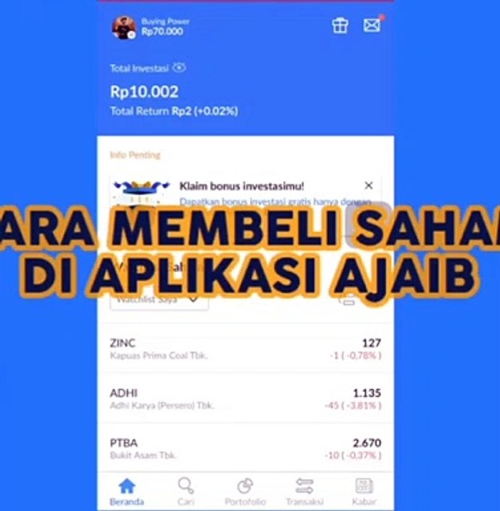CARA BELI SAHAM DI APLIKASI AJAIB #saham #reksadana