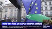 Manifestations anti-pass: un drapeau européen démonté par les manifestants à Paris