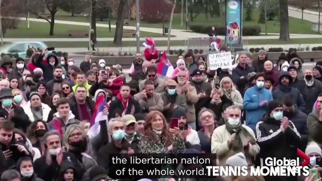 Novak Djokovic supporters protest outside Serbian parliament over Australia ban.