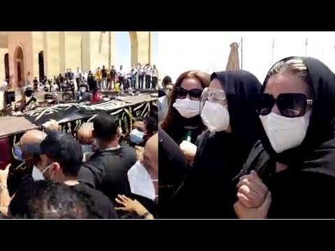 انهيار دنيا وإيمي سمير غانم وروجينا عقب صلاة جنازة الراحل