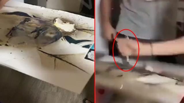 İstanbul Kabataş Erkek Lisesi'nde skandal görüntü! 3 öğrenci Atatürk posterini bıçakla parçaladı