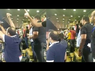 احتفال جمهور الأهلي بمدرجات «السلام» عقب هدف علي معلول في شباك الترجي