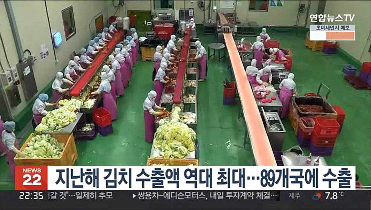 지난해 김치 수출액 역대 최대…89개국에 수출