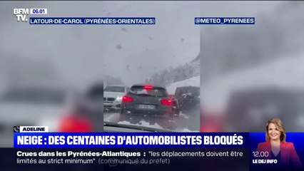 Dans les Pyrénées, des centaines d'automobilistes bloqués à cause de la neige