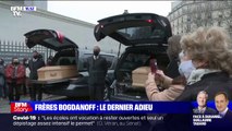 Les cercueils d'Igor et Grichka Bogdanoff quittent l'église de la Madeleine