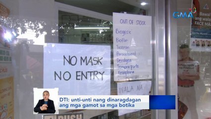 DTI: unti-unti nang dinaragdagan ang mga gamot sa mga botika | Saksi