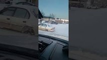 Car Crosses Despite Missing One Wheel