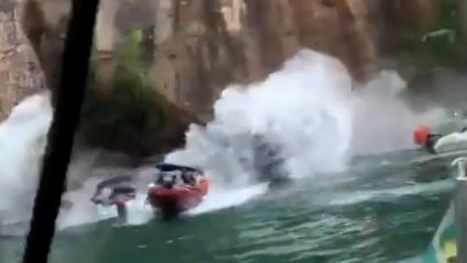 Boaters flee fatal cliffside collapse in Brazil