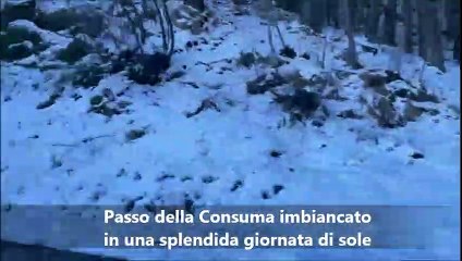 Passo della Consuma: il paesaggio innevato dopo una giornata di sole