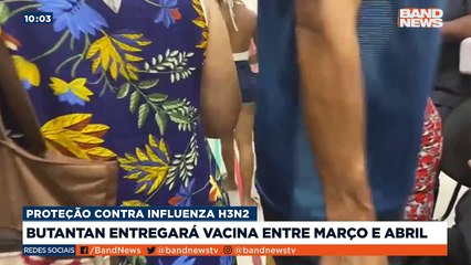 Download Video: O Instituto Butantan vai começar a entregar a vacina contra a gripe que inclui a variante H3N2 entre o final de março e o começo de abril.Saiba mais em youtube.com.br/bandjornalismo#BandNews #gripe #vacina #H3N2 #influenza