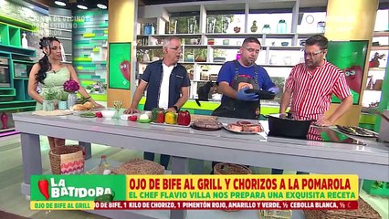 Receta: ojo de bife al grill y chorizos a la pomarola
