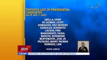 Tentative list of presidential candidates (as of Jan. 11, 2022) | UB