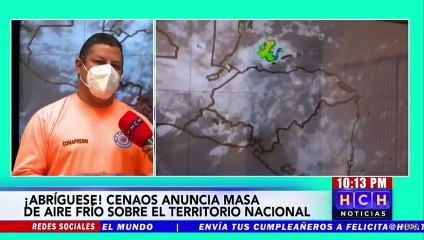 Cenaos alerta de masa de aire frío sobre el territorio nacional