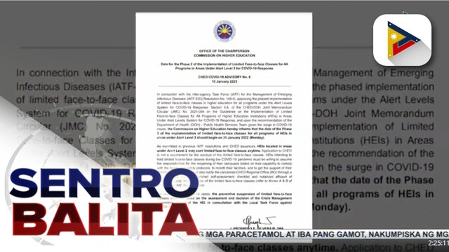 Phase 2 ng limited face-to-face ng HEIs sa mga lugar na nasa Alert level 3, simula na sa Jan. 31
