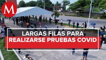 Cientos de personas esperan por una prueba Covid en Parque Tabasco