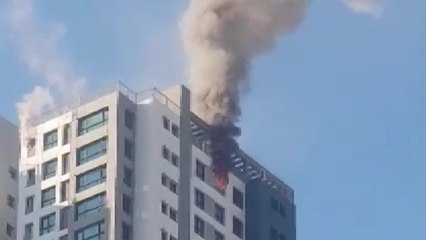 강원 춘천에서도 공사 중 아파트 49층서 불 / YTN