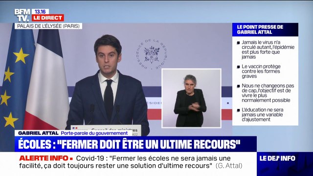 Gabriel Attal: Tout n'a pas été parfait dans la gestion de la crise sanitaire pour les écoles