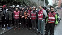 BAŞAKŞEHİR'DE MOTOSİKLETLİ KURYELERDEN KORNALI PROTESTO