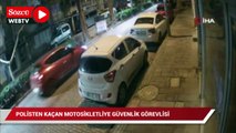 Polisten kaçan motosikletliye güvenlik görevlisinden tekme