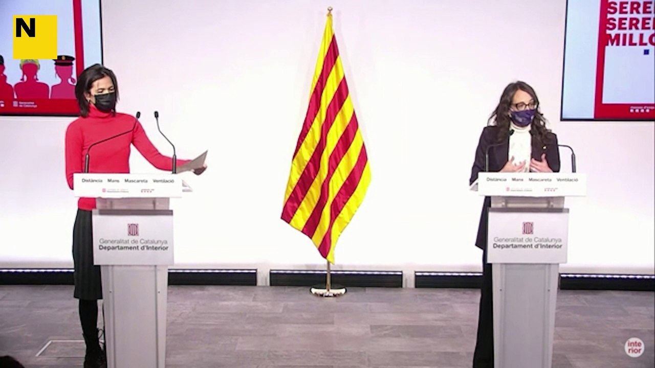 La consellera d'Igualtat i Feminismes, Tània Verge, i el conseller d'Interior, Joan Ignasi Elena, anuncien la reserva d'un 40% de noves places de Mossos, Bombers i Agens Rurals per a dones.