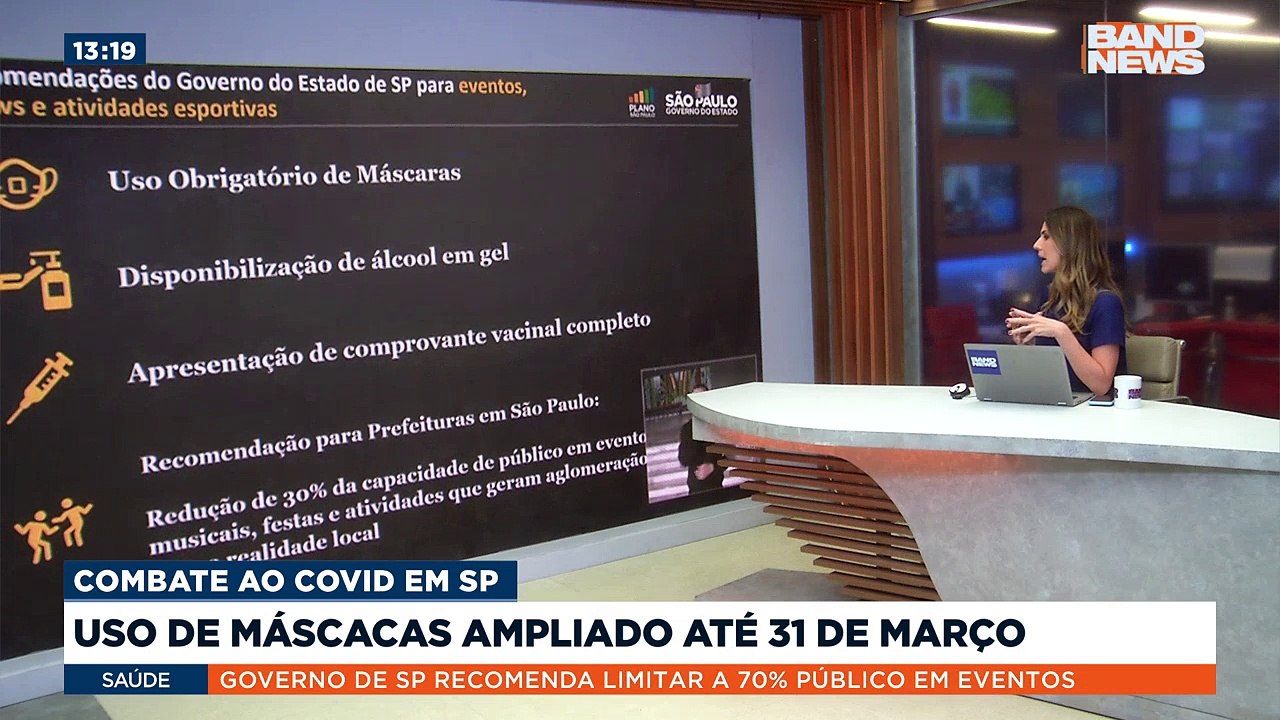 Combate ao Covid em São Paulo, uso de máscaras foi ampliado até 31 de março.Saiba mais em youtube.com.br/bandjornalismo#BandNews #