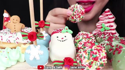 ASMR CHRISTMAS TREATS - CAKE POP, MERINGUE COOKIE, SANTA, GINGERBREAD MAN, MUKBANG VIDEO