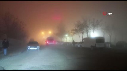 Mardin'de çöken sis sürücülere zor anlar yaşattı