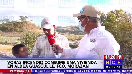 Incendio estructural deja a una persona en la calle en aldea Guasculile, Francisco Morazán