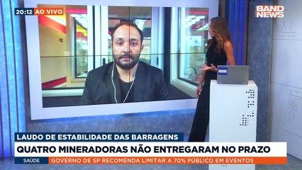 O prazo de 24 horas, dado pelo Governo do Estado e o ministério público, para barragens apresentarem laudos de estabilidade, venceu na manhã de hoje. Mas quatro deles ainda não foram enviados. #BandNewsTV