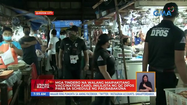 Mga tindero na walang maipakitang vaccination card, inililista ng QC DPOS para sa schedule ng pagbabakuna | UB