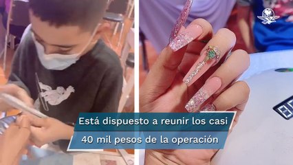 Niño de 9 años pone uñas acrílicas para pagar la operación de su hermano en Tamaulipas