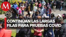 Se registran largas filas para realizarse prueba covid-19 en la CdMx