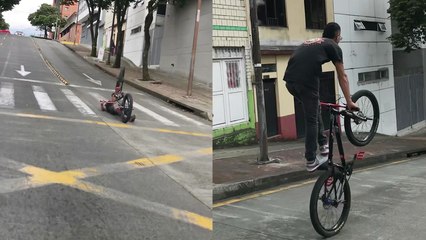 'Unexpected brake fail causes front wheelie stunt to end in a PAINFUL way '