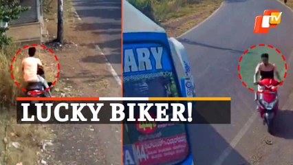 Jaw Dropping Video: Karnataka Biker Escapes Death By A Whisker Twice In Seconds