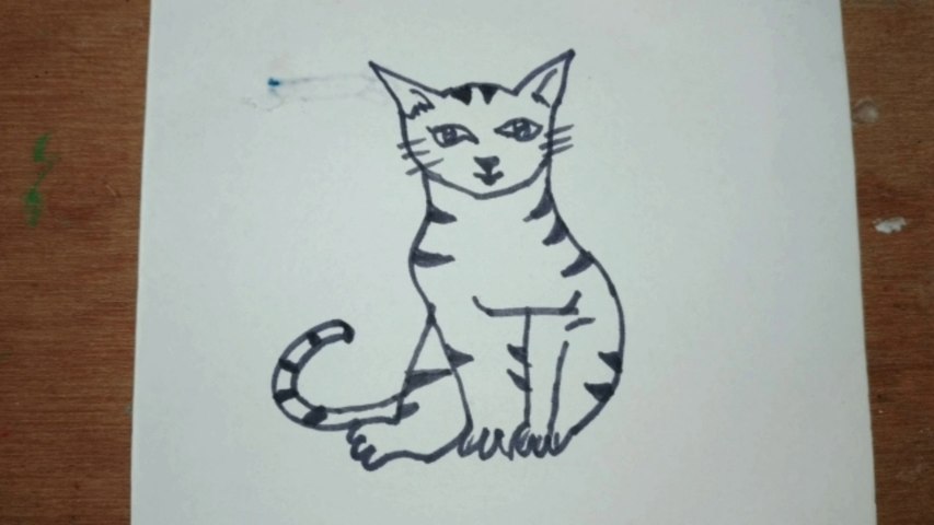 如何画警长猫，来自@基质的菊长大人  Cat drawing for kid, Simple cat drawing, Doodle art